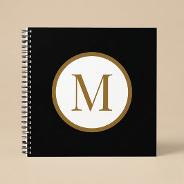 Aangepast zwart & goud midden zegelmonogram notitieboek