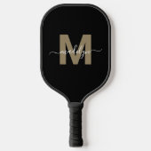 Aangepast Zwart Goud Modern Script Naam Monogram Pickleball Paddle (Voorkant)