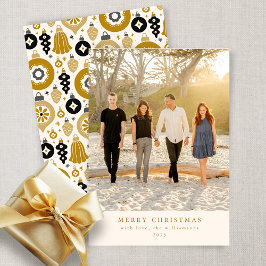 Aangepast zwart goudversierfotopapier voor kerstmi feestdagenkaart