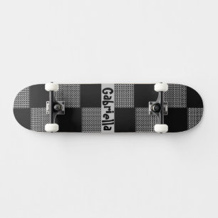 Aangepast zwart grijs schaakbordpatroon persoonlijk skateboard