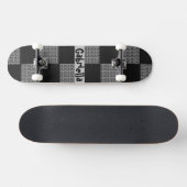 Aangepast zwart grijs schaakbordpatroon persoonlijk skateboard (Horizontaal)