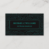 Aangepast Zwart Heldergroen Turquoise Blauw Circui Visitekaartje (Voorkant)