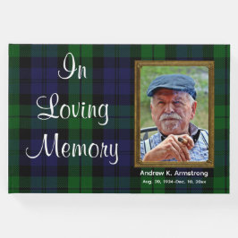 Aangepast zwart horloge Tartan 'In Loving Memory'  Gastenboek