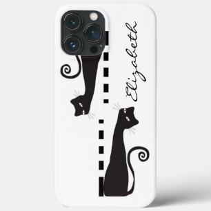 Aangepast zwart kat-monogram Case-Mate iPhone case