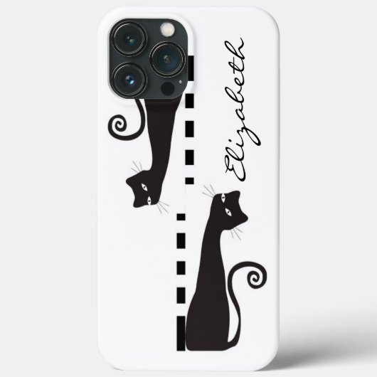 Aangepast zwart kat-monogram Case-Mate iPhone case (Achterkant)