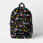 Aangepast zwart, kleurrijk 80-inch Retropatroon Bedrukte Rugzak (Voorkant)