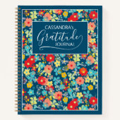 Aangepast zwart koraal Roze Aqua Blue Flower Patro Notitieboek (Voorkant)