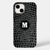 Aangepast zwart kroonmonogram voor krokodille huid Case-Mate iPhone case (Achterkant)