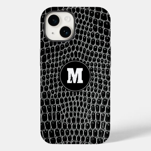 Aangepast zwart kroonmonogram voor krokodille huid Case-Mate iPhone case (Achterkant)