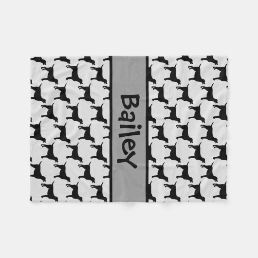 Aangepast zwart labsilhouet fleece deken (Voorkant (Horizontaal))