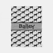 Aangepast zwart labsilhouet fleece deken (Voorkant)