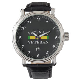 Aangepast zwart  leder Bekijk Vietnam Veteraan Horloge
