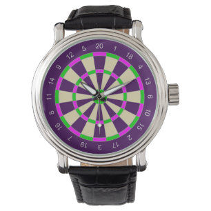Aangepast zwart leder (Dart Board Design) Horloge