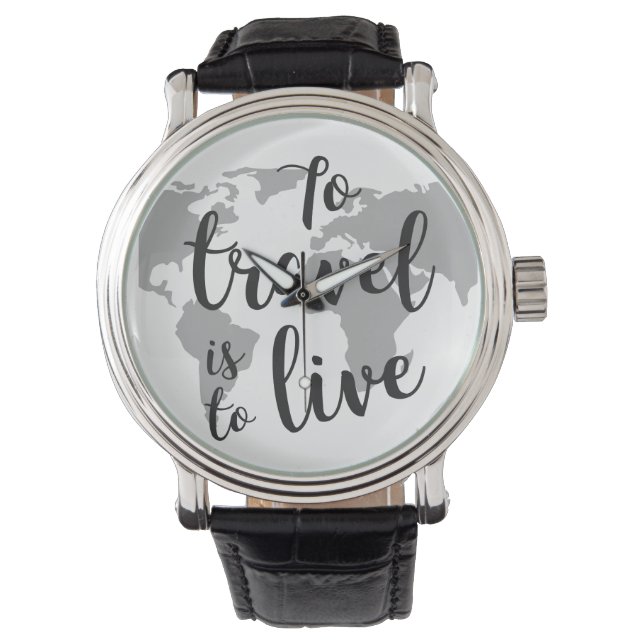 Aangepast zwart  leder horloge (Voorkant)