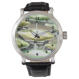 Aangepast zwart leder mannen horloge