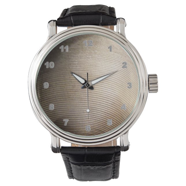 Aangepast zwart  leder mannen horloge (Voorkant)