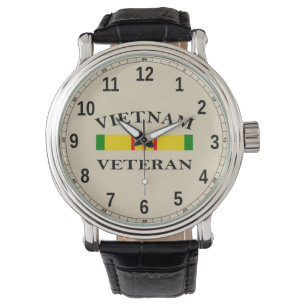 Aangepast zwart leder (Vietnam-veteraan) Horloge