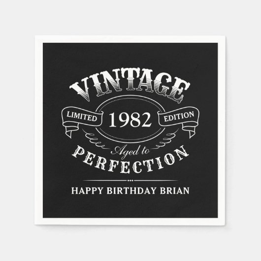 Aangepast zwart  met perfecte verjaardag servet (Voorkant)