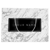 Aangepast zwart metallisch minimaal marmer grijze groot cadeauzakje (Achterkant)