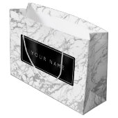 Aangepast zwart metallisch minimaal marmer grijze groot cadeauzakje (Achterkant Gekanteld)