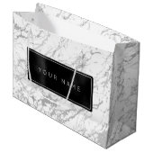 Aangepast zwart metallisch minimaal marmer grijze groot cadeauzakje (Voorkant Gekanteld)