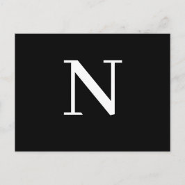 Aangepast zwart modern alfabet initiaal ontwerp briefkaart