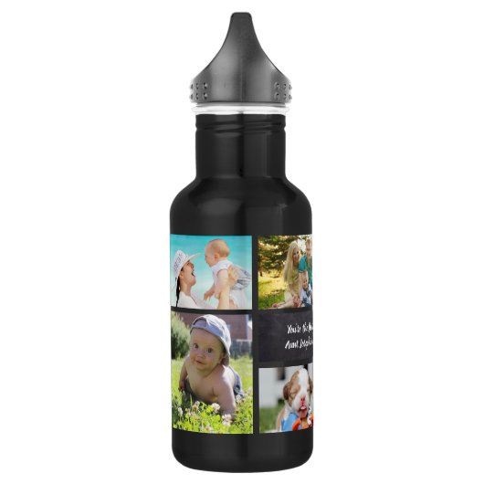 Aangepast zwart, modern fotocollage waterfles  (Links)