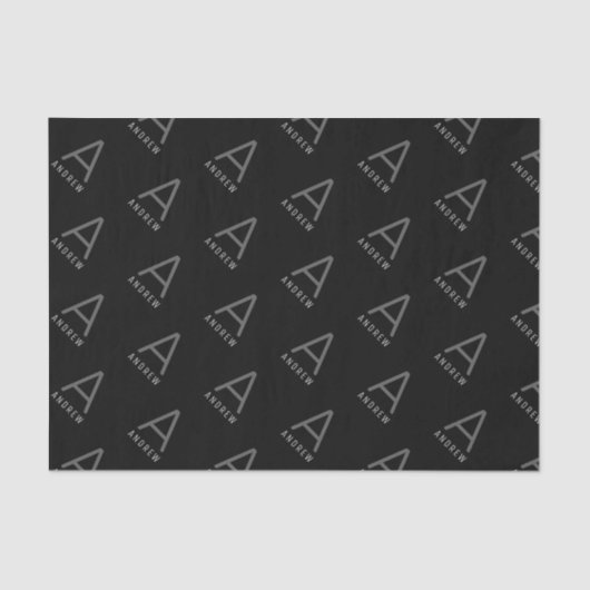 Aangepast zwart modern monogram tissuepapier (Voorkant)