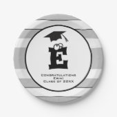 Aangepast zwart monogram Afstudeerder zwart grijs Papieren Bordje (Voorkant)