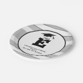 Aangepast zwart monogram Afstudeerder zwart grijs Papieren Bordje (Gekanteld)