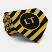 Aangepast zwart monogram en Stropdas met gouden st (Opgerold)