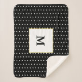 Aangepast zwart monogram en wit poladot patroon sherpa deken (Voorkant)