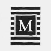 Aangepast zwart monogram en wit striped patroon fleece deken (Voorkant)