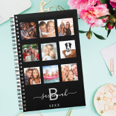 Aangepast zwart monogram fotocollage modern 2023 planner