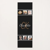 Aangepast zwart monogram fotocollage yogamat (Achterkant)