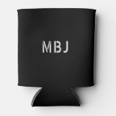 Aangepast zwart monogram Initiaal Witte Stencil Blikjeskoeler (Voorkant)