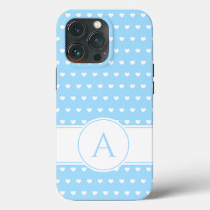 Aangepast zwart monogram, lichtblauw en wit Case-Mate iPhone case