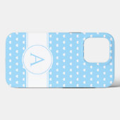 Aangepast zwart monogram, lichtblauw en wit Case-Mate iPhone case (Achterkant (horizontaal))
