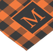 Aangepast zwart monogram Oranje bufferpatroon Korte Tafelloper (Hoek)