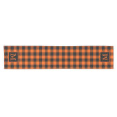 Aangepast zwart monogram Oranje bufferpatroon Korte Tafelloper (Horizontaal)