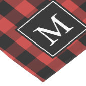 Aangepast zwart monogram rood buffelpatroon korte tafelloper (Hoek)