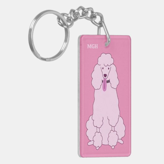 Aangepast zwart monogram roze sleutelhanger (Voorkant Links)