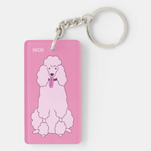 Aangepast zwart monogram roze sleutelhanger