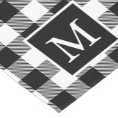 Aangepast zwart monogram wit bufferpatroon korte tafelloper (Hoek)