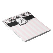 Aangepast zwart monogram - Zorgt voor roze strepen Notitieblok (Schuin)