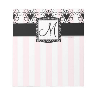 Aangepast zwart monogram - Zorgt voor roze strepen Notitieblok