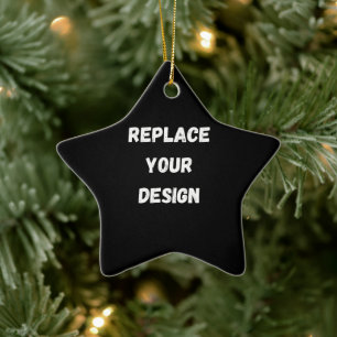 Aangepast zwart ontwerp Voeg foto of tekst toe Keramisch Ornament