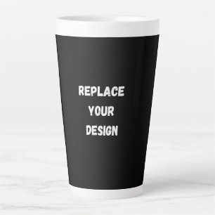 Aangepast zwart ontwerp Voeg foto of tekst toe Latte Mok