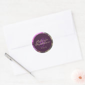 Aangepast zwart Paars goud Ronde Sticker (Envelop)