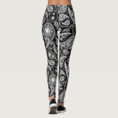 Aangepast, zwart Paisley White Leggings (Achterkant)